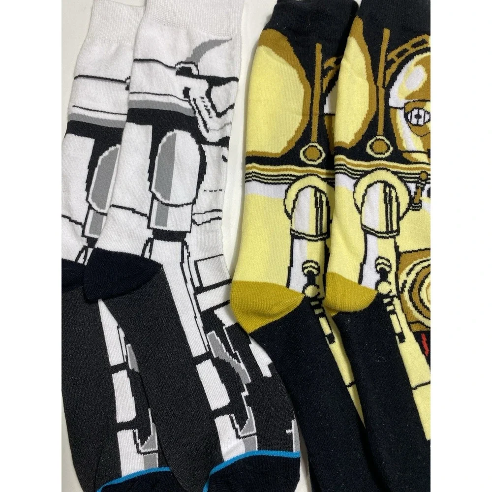 Star Wars Men's Cotton Blend Crew Socks C-3PO & Stormtrooper Theme Size 7-12